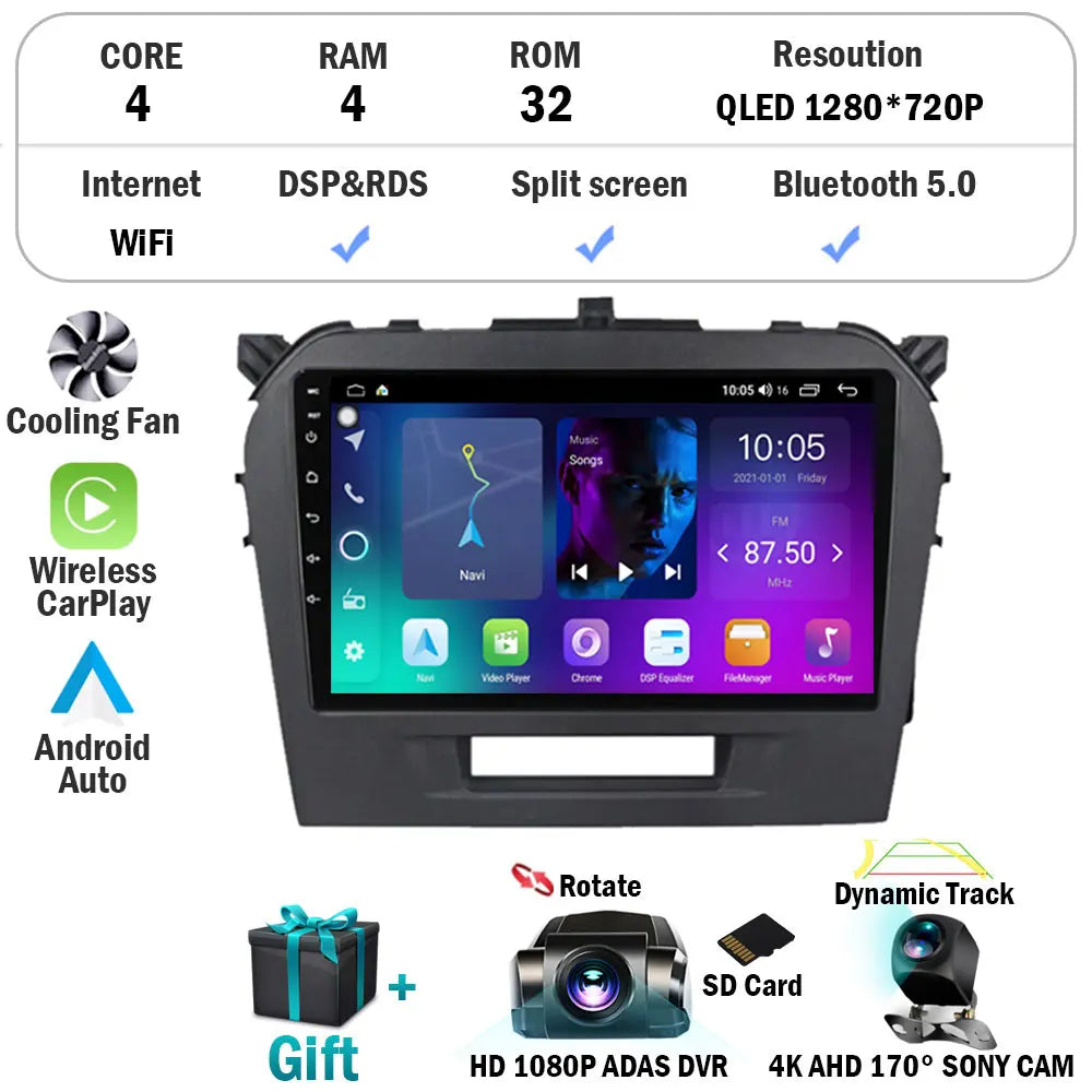 Android 16 Auto Carplay Stereo For Suzuki Vitara 2015 2016 2017 2018 2019 Car Radio Multimedia Video Player Navigation Gps WIFI