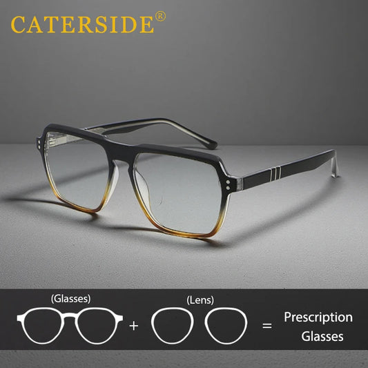 CATERSIDE Retro Men Square Glasses Brand Design Frame Customized Optical Glasses Fashion Women Daily Reading Eyeglasses