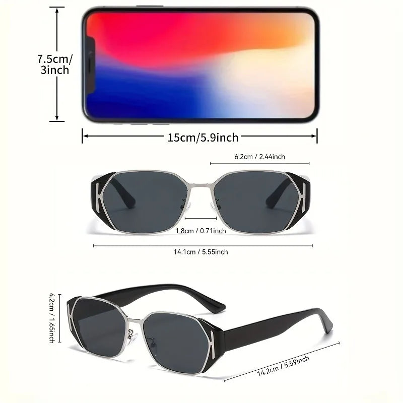 Unisex Stylish Black & Golden Rimless Fashion Glasses - Lightweight Metal & Acetate Frame Perfect for Music Festivals