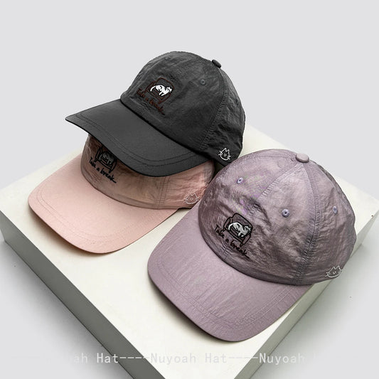 New Unisex Cartoon Embroidered Cat Letters Baseball Hats Sunshade Simple Breathable Quick Drying Peaked Caps Versatile Fashion