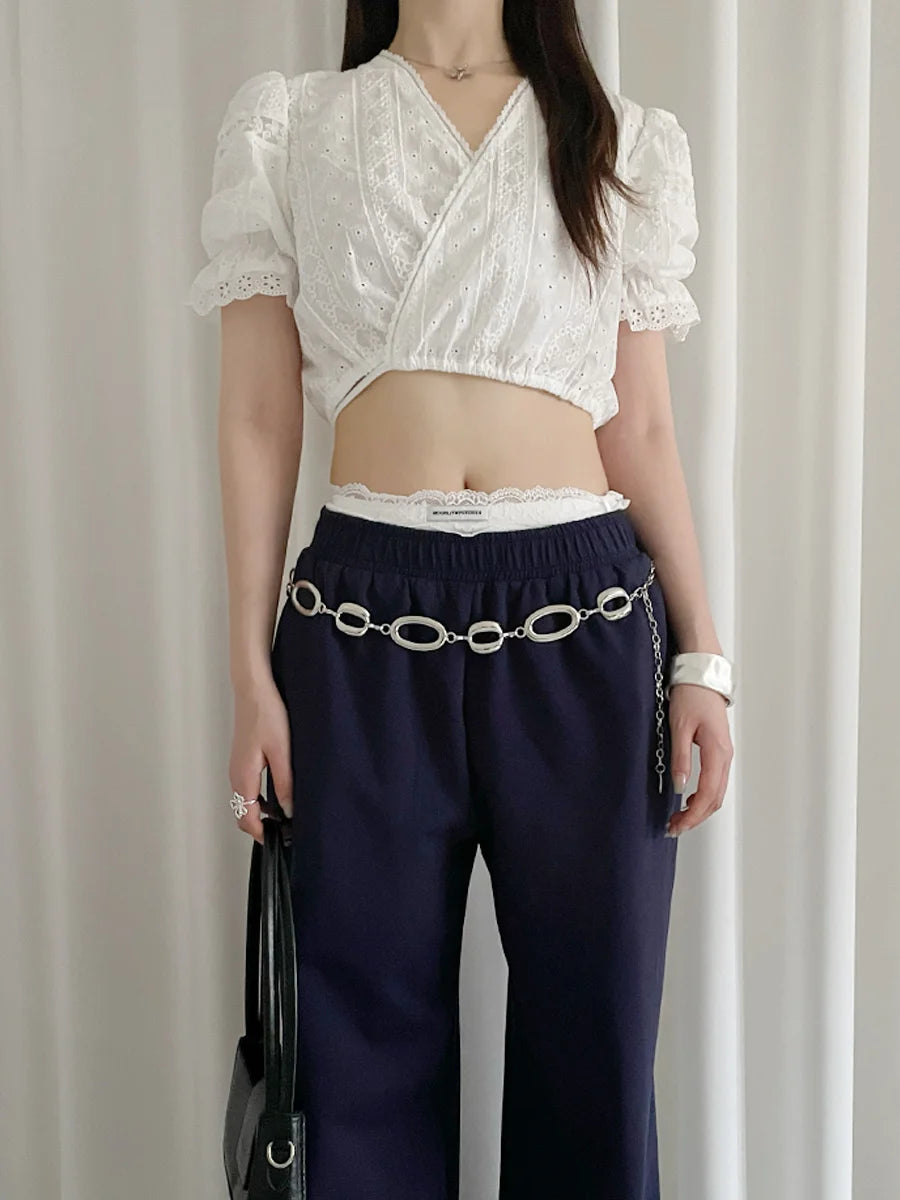 High-End Rope Ring Design Metal Waist Chain For Women New National Style Y2k Personality Belt To Match Skirts