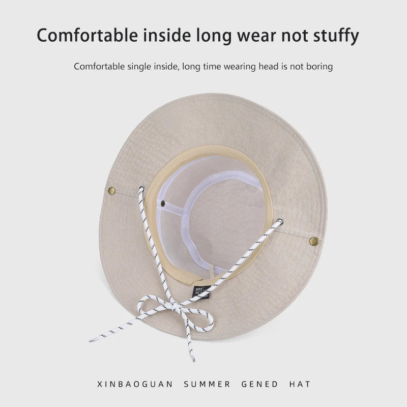 6150-New Spring/Summer Women's Outdoor Traveling Casual Multi-Functional Striped Wide-brimmed Sun Hat Quick-drying Fisherman Hat
