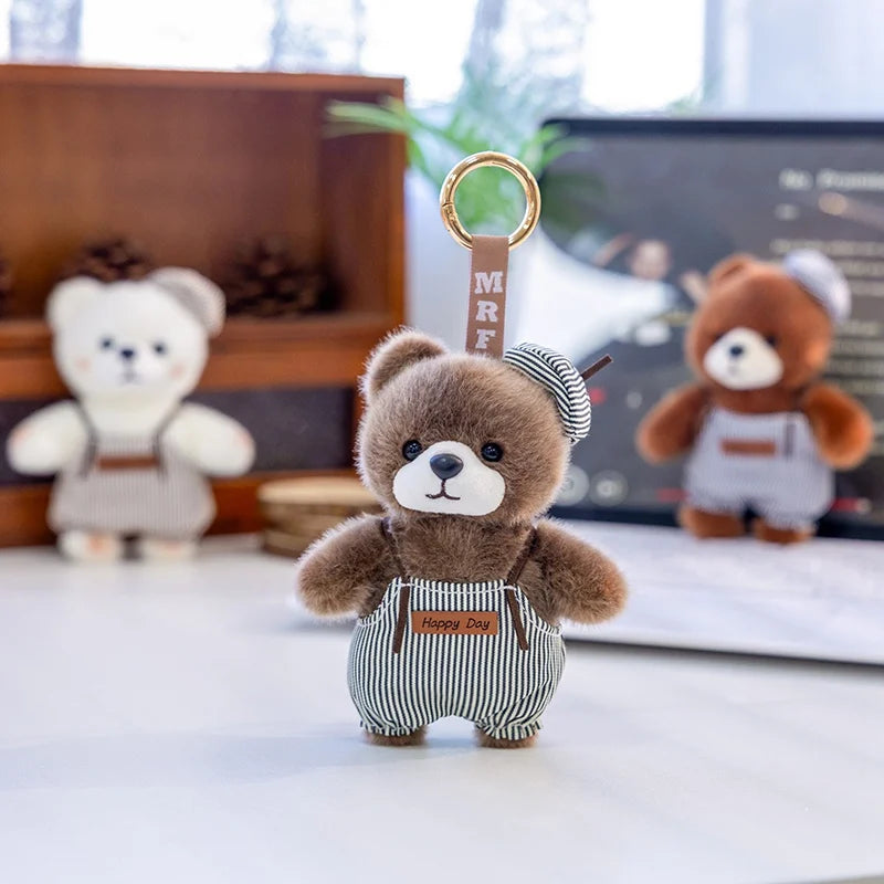 10cm New Kawaii Little Bears Pendant Plush Toy Stuffed Soft Animal Cartoon Bear Backpack School Bag Keychain Decor for Kids Gift