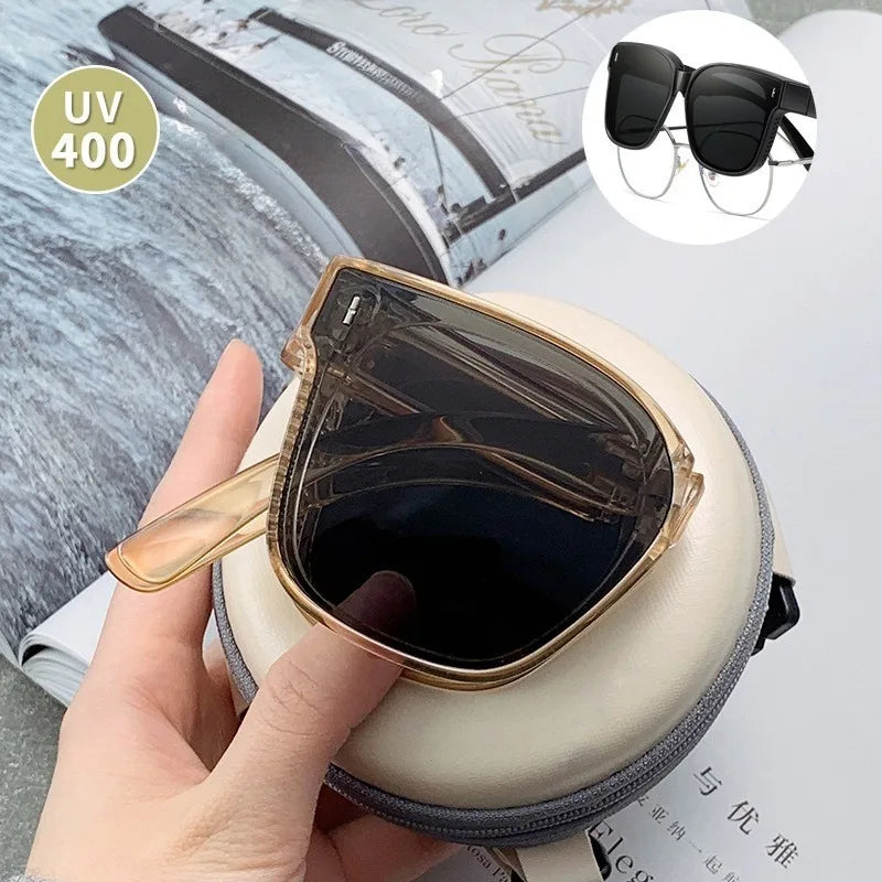Sunglasses Foldable Myopia Glasses Cover TAC  Sunglasses Folding Fit Over Glasses for Outdoor Travel Driving