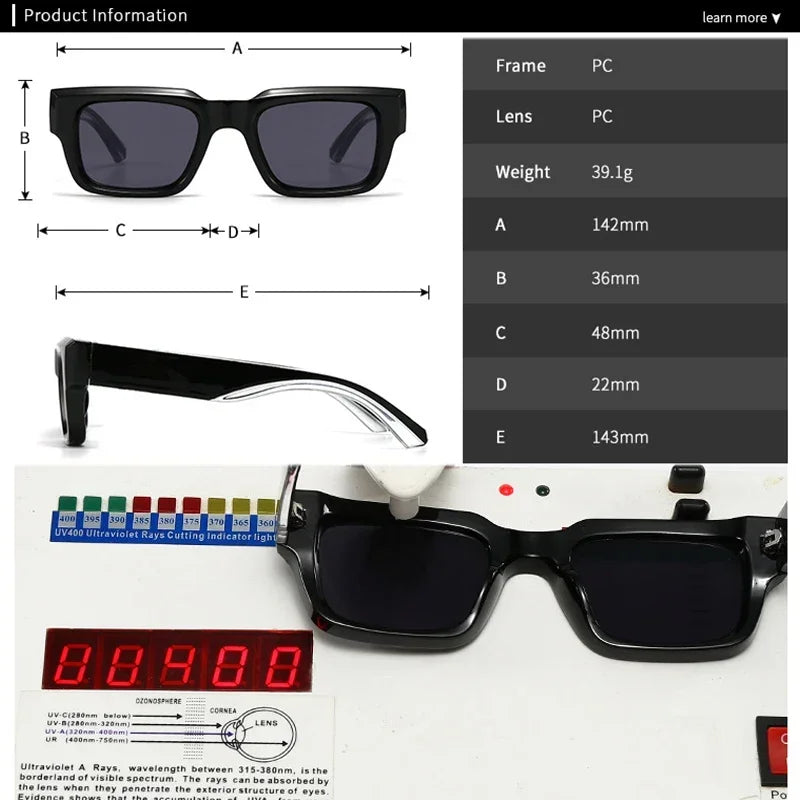 JNPCXI Square Sunglasses Men Punk Wide Legs Eyewear Gradient Green Gray Shades Luxurious Brand Designer Women Sun Glasses