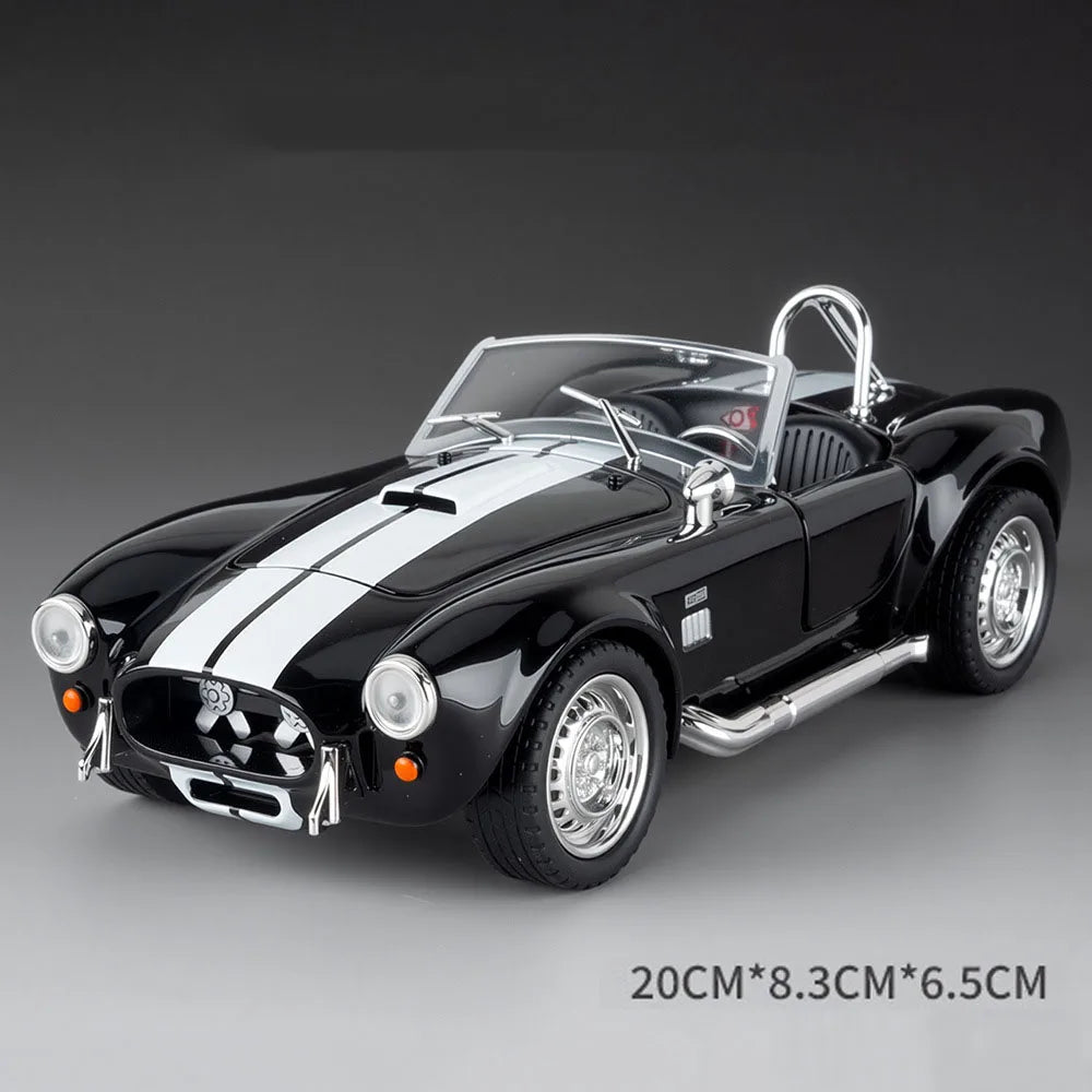 1:22 Shelby Cobra Alloy Diecast Sports Car Model Toys Four Wheel Suspension Sound Light Pull Back Miniature Vehice Birthday Gift
