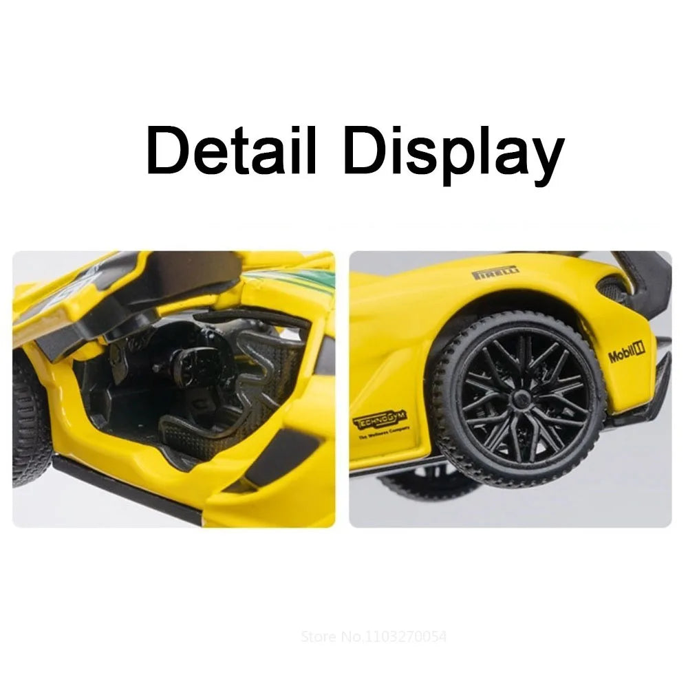 1:43 P1 GTR F1 Miniature Car Diecast Alloy Sports Model Toys with Acrylic Box Rubber Tires Metal Body Vehice Display Items Gifts