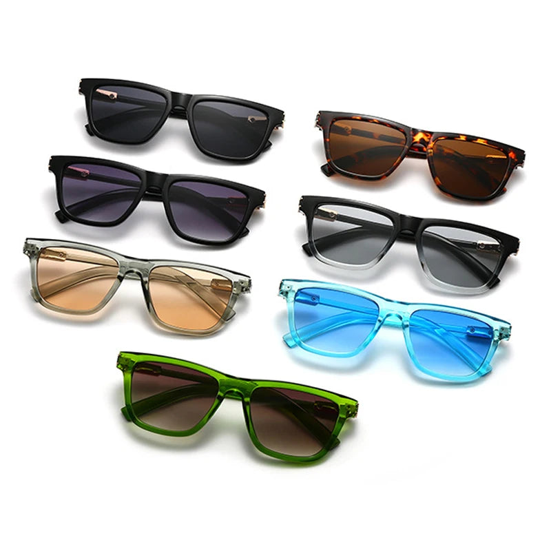 JNPCXI New Square Men Luxury Sunglasses Fashion Gray Gradient Women Shades UV400 Clear Lens Frame