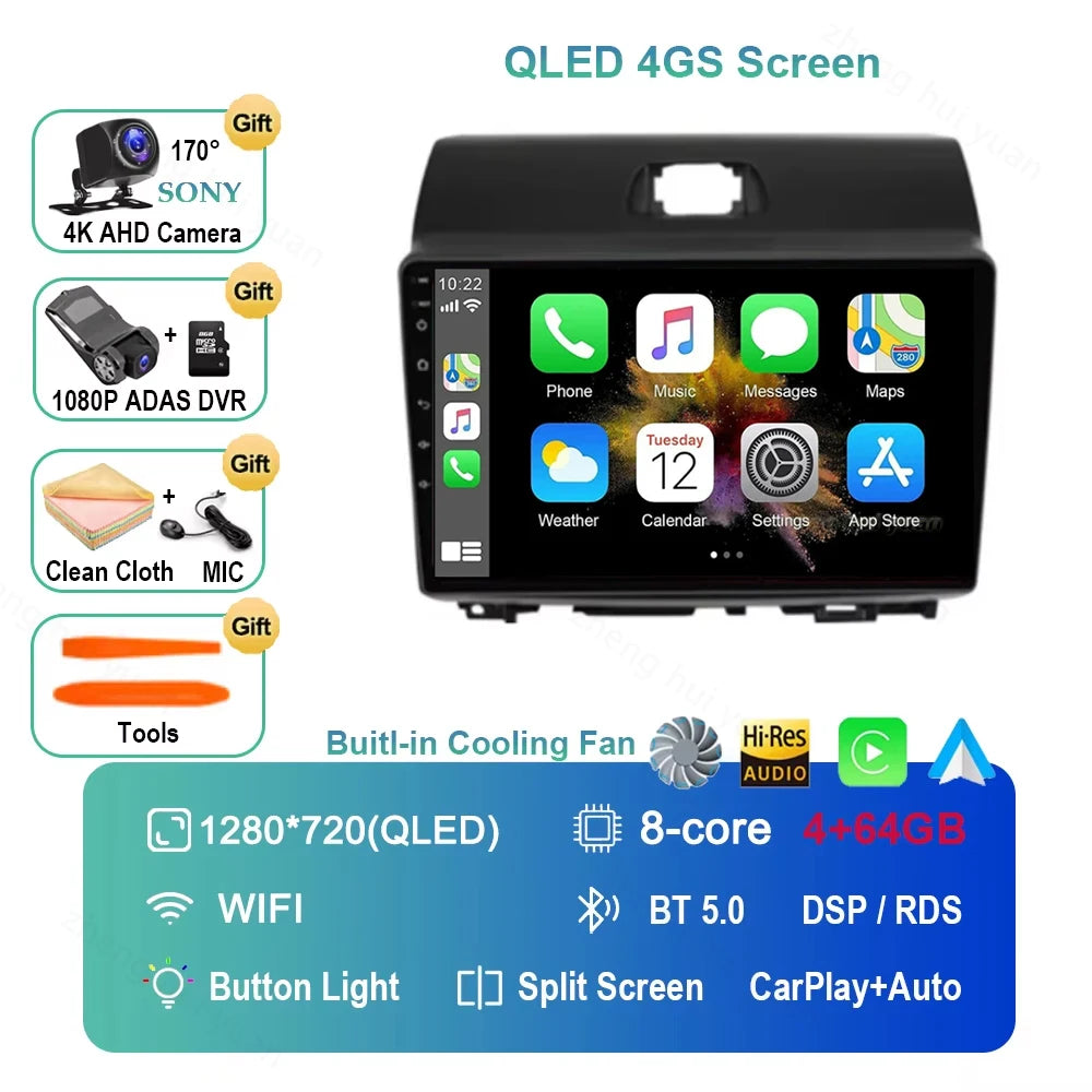 For Kia Ray 2011-2017 2K 12+256 QLED Android 15 CarPlay Car Radio Multimedia Video Player GPS stereo Head Unit 4G WIFI DSP RDS