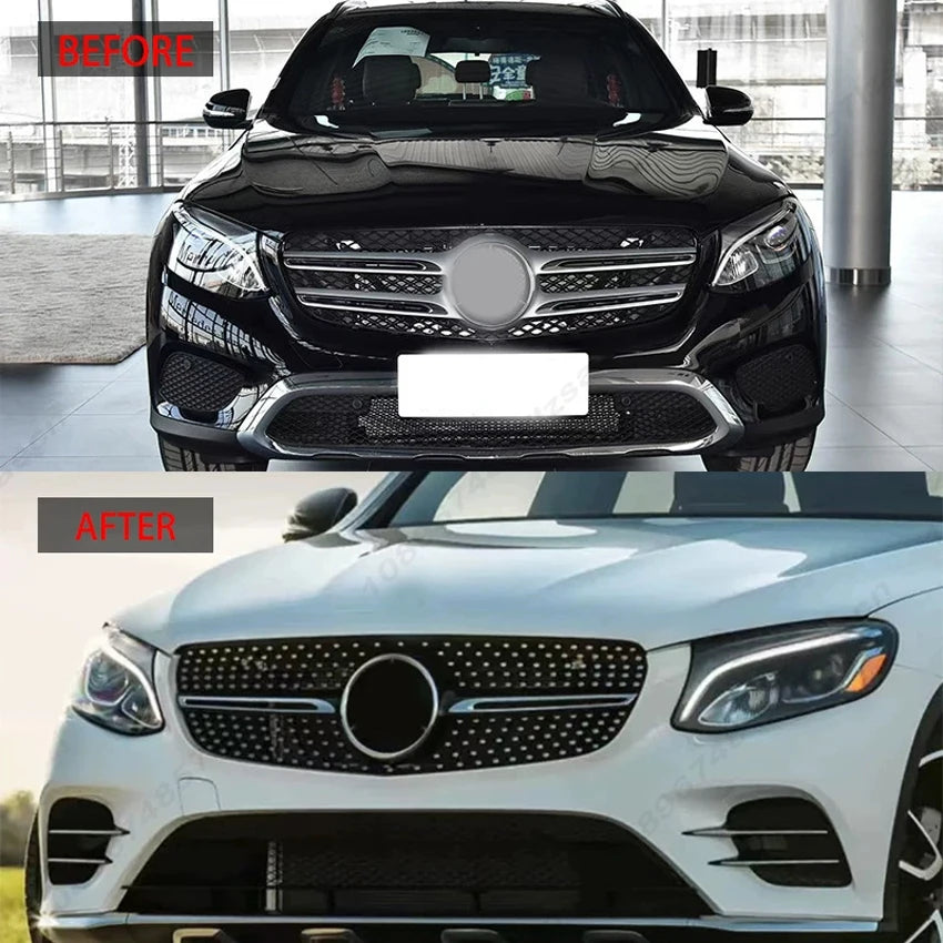 Car Front Hood Grille For Mercedes Benz GLC-Class X253 2015-2019 GLC250 GLC300 GLC350e GLC43 AMG GT Style  Racing Grill Body Kit
