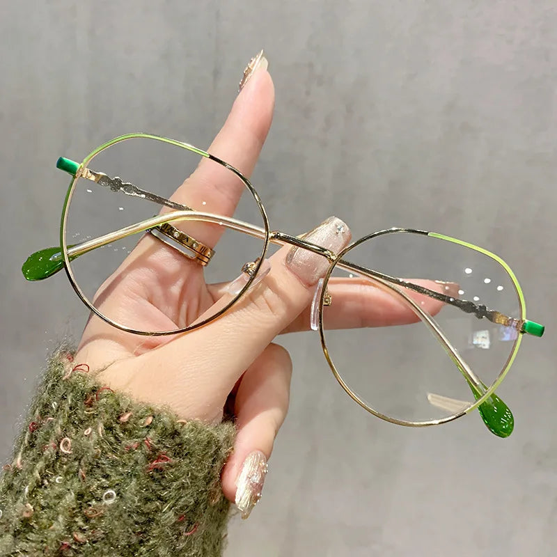 Classic Anti-Blue Light Glasses Frame Brand Designer Fashion Round Metal Optical Frames Computer Glasses