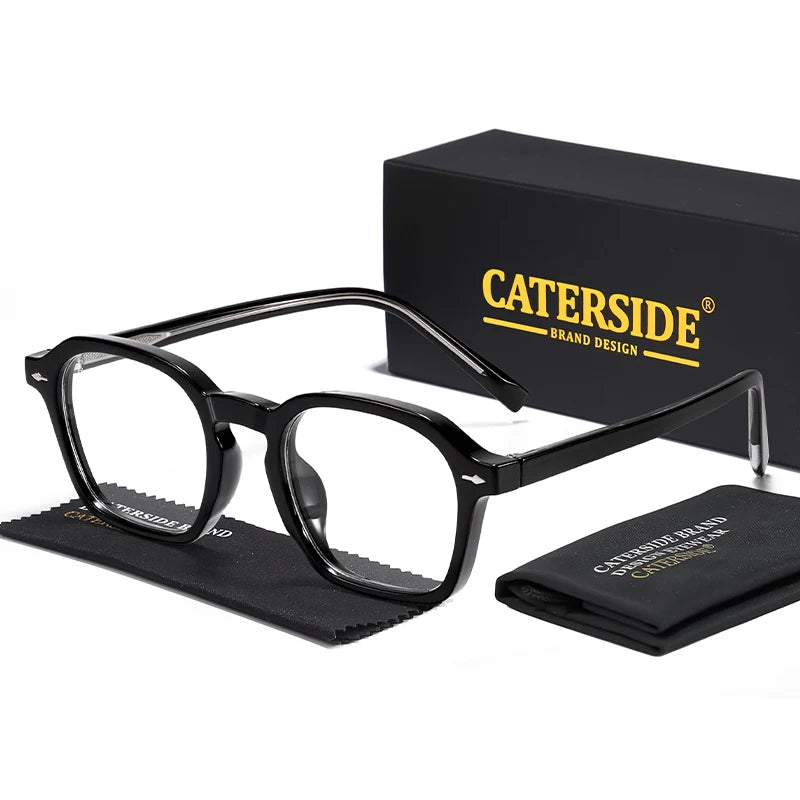 CATERSIDE Square Men's Optical Eyeglass Frame Retro High Quality Brand Eyewear Women's Anti Blue Light Decoration Glasses