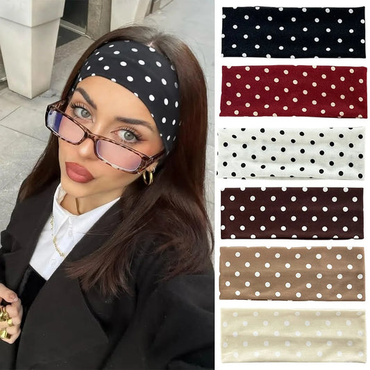 1/2/6pcs Polka Dot Fabric Hairband for Woman Elegant Temperament Wide Brim Hair Ties Fashion Girl's Sporty Headband