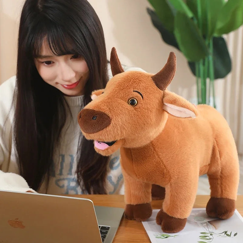 25-40cm Cattle Animals Plush Toys Early Childhood Education Props Doll Cute Bull Scalper Ox Cattle Soft Stuffed Pillow Gifts