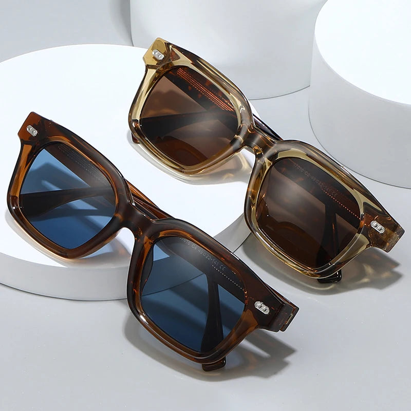 JNPCXI Retro Square Sunglasses for Men WomenVintage Classic Sun Glasses Fashion Stylish Shades with Metal Pins 604475