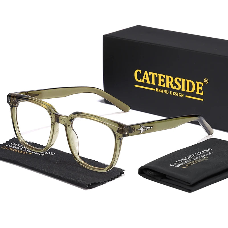 CATERSIDE Flat Light Glasses Men Brand Design TR90 Square Frames Eyewear Women Business Minimalist Fashion Transparent Lens