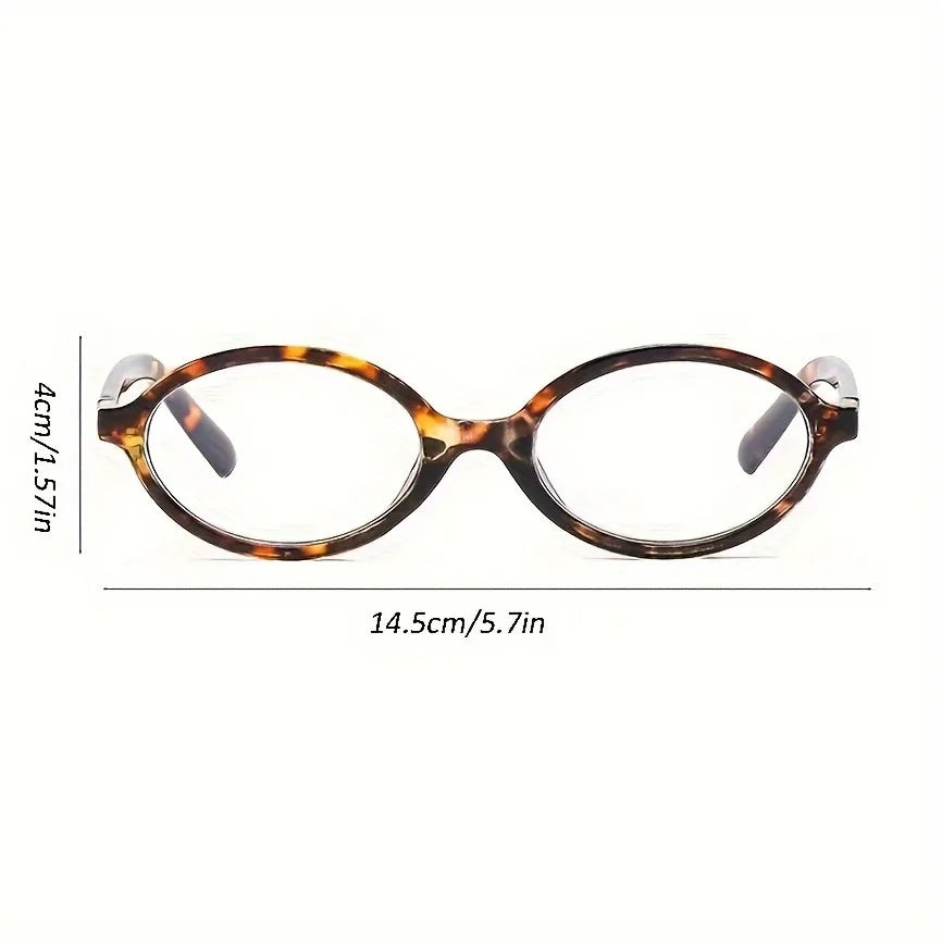 2Pcs Chic Retro Oval Anti-Blue Light Glasses for Women Fashionable Accessory Stylish Glasses Flat Intellectual Glasses