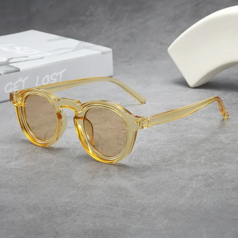 JNPCXI New Round Sunglasses Women Men Punk Shades Retro Trending Sun Glasses Clear Lens Frame UV400 Female