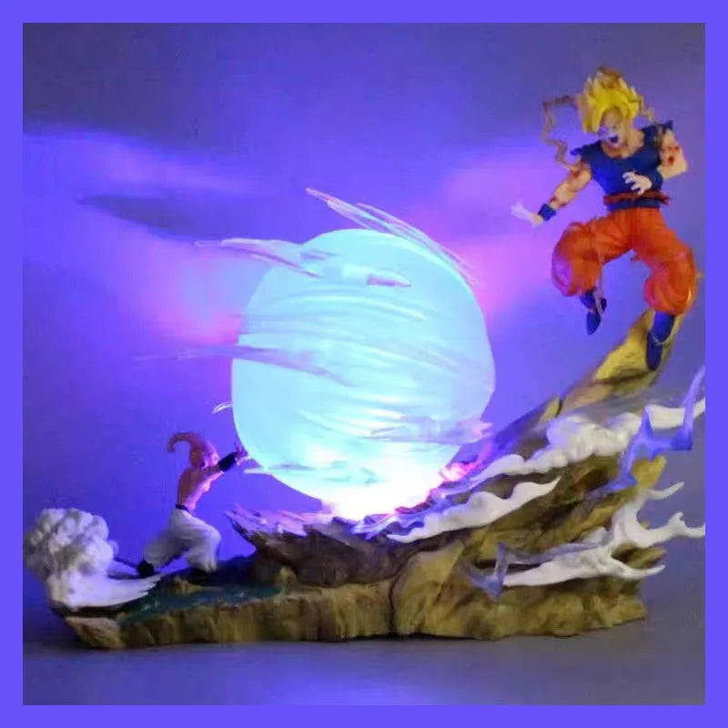 9" Dragon Ball Z Buu Boubou vs Goku Model Super Saiyan Genki Bomb Action Figure