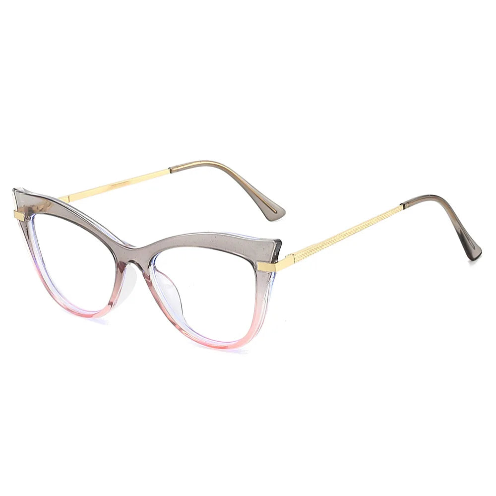 JNPCXI New Cat Eye Double Color Sunglasses Women Fashion Gradient Shades UV400 Eyeglass Frame Men