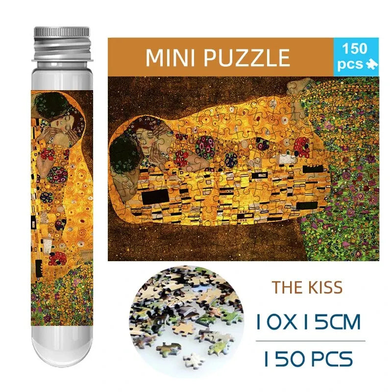 MaxRenard Jigsaw Puzzle 150pcs Mini Test Tube 15*10cm Travel Game World Famous Van Gogh Oil Paintings