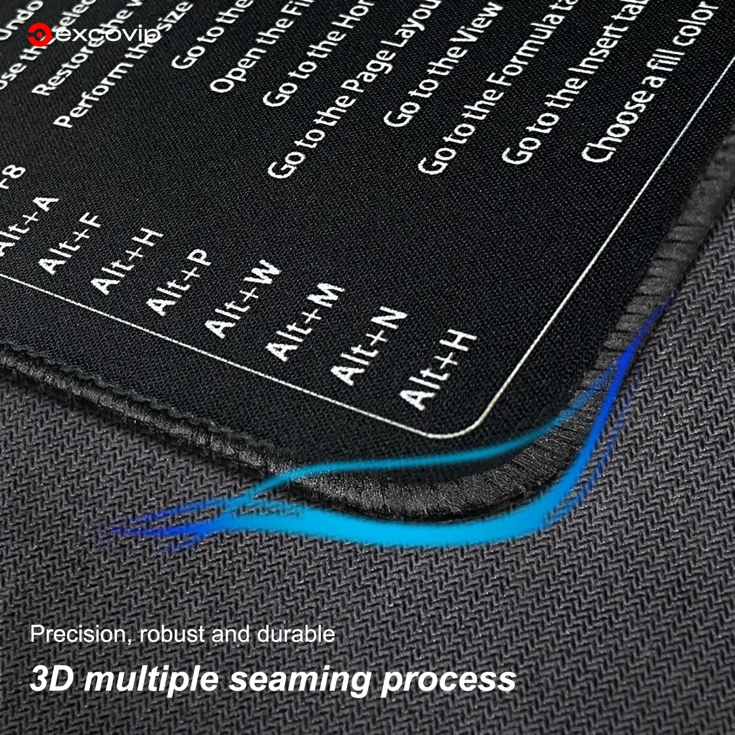 EXCO Excel Shortcuts Mouse Pad with Stitched Edge Non-Slip Rubber Base Office Mousepad Small for Laptop Computer Home Portable