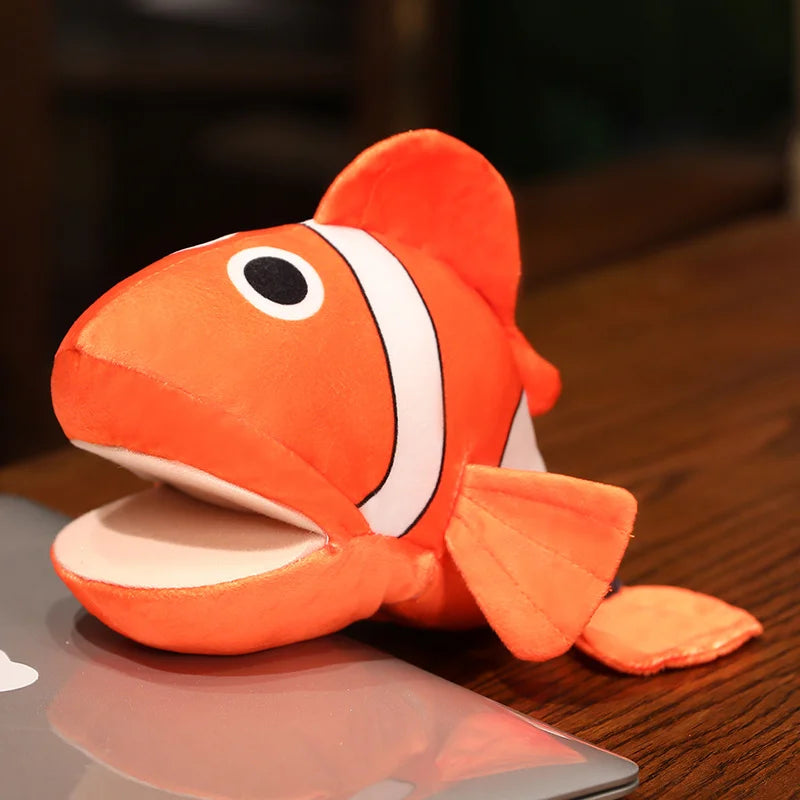 Ocean Series Plush Hand Puppet Cute Animal Chameleon Crocodile Shark Blue Whale Clownfish Octopus Stuffed Soothe Baby Toys Boy