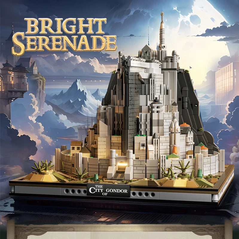 New White City Street Bright Serenade View Assembly w/ Lighting Building Blocks