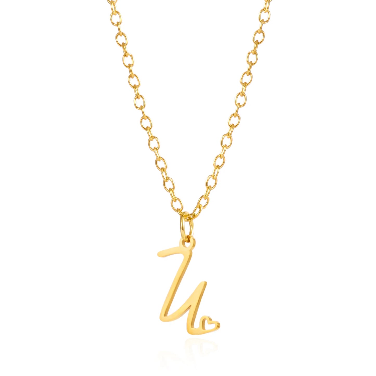 Fashion Stainless Steel A-Z Initial Letter Necklace For Women Elegant Gold Color 26 Alphabet Pendant Jewelry Girls Birthday Gift