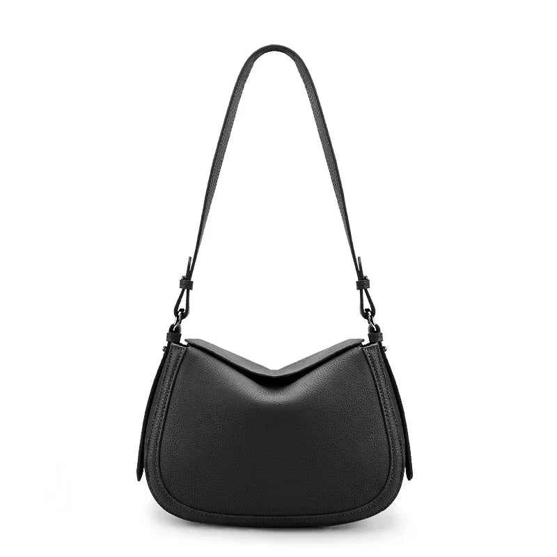 Genuine Cowhide Leather Flap Hobo Shoulder Bag for Women Pebbled Leather Casual Crossbody Bag Luxury Designer Underarm Bags