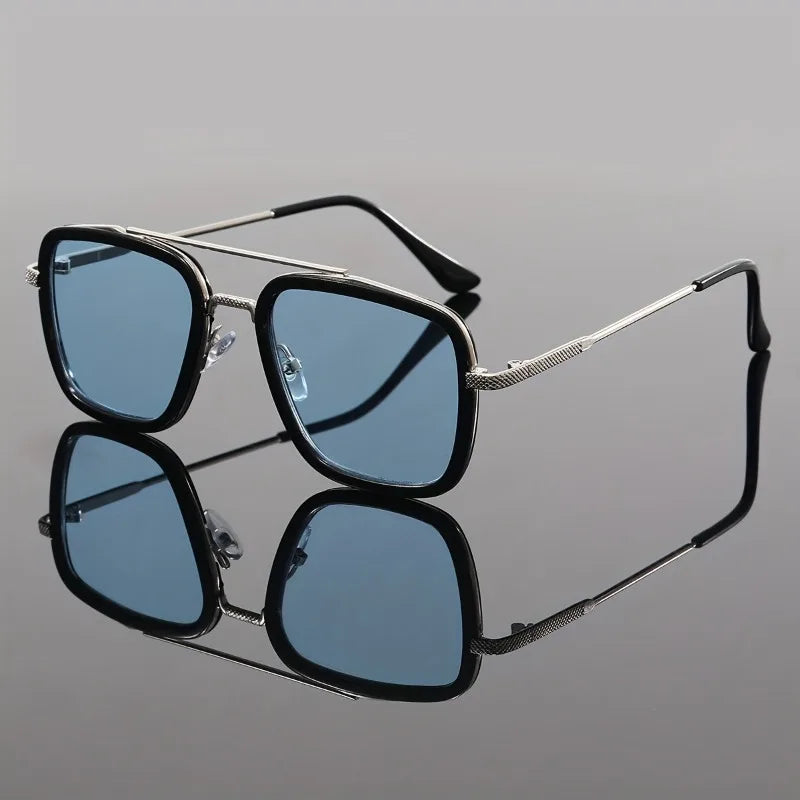 Men's Oversized Square Frame Fashion Glasses Dark to Amber Tint for Casual Streetwear Fashion Accessories Stylish Glasses