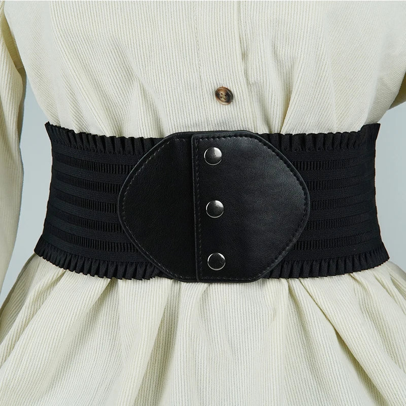 High Elastic Elastic Women's Belt Bohemian Elastic Pu Belt Women's Elastic Tight Waist Belt Jeans Dress Elastic Wide Belt