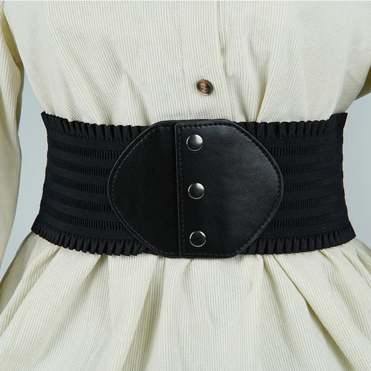 High Elastic Elastic Women's Belt Bohemian Elastic Pu Belt Women's Elastic Tight Waist Belt Jeans Dress Elastic Wide Belt