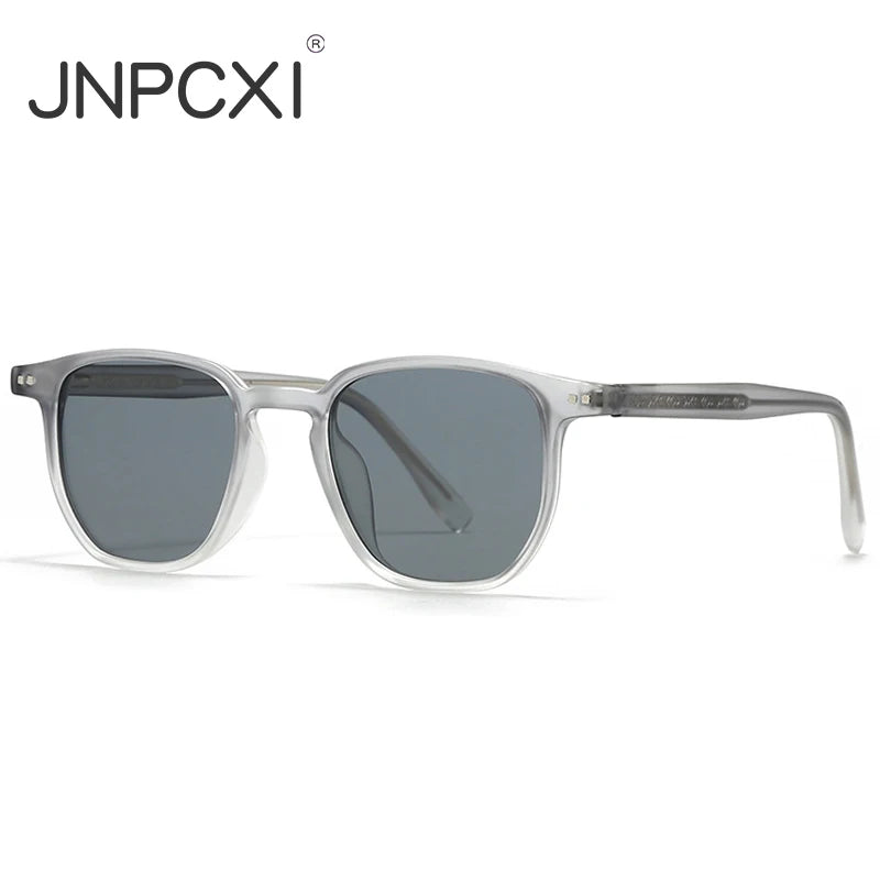 JNPCXI Square Men Sunglasses Fashion Shades Quality UV400 Retro Rivets Women Luxury Gray Sun Glasses