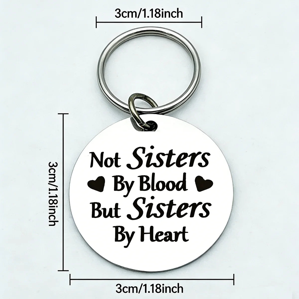 Sisters By Heart Engraved Keychain - Perfect Gift for Best Friend Soul Sister