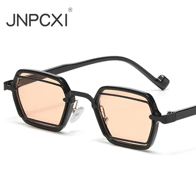 JNPCXI New Retro Small Punk Square Sunglasses Women Shades UV400 Fashion Clear Lens Men Anti Blue Light Eyeglass Frame