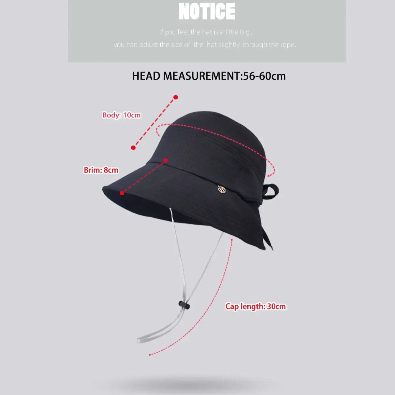 8761Summer outdoor travel sunshade hat all senior sense big head basin hat show face small bow fisherman hat