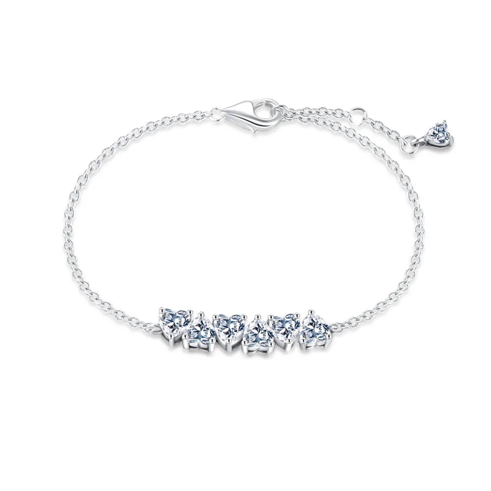 Orig 925 sterling silver plated Shining dark blue heart Necklace Bracelet women