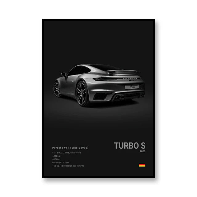 911 Porsche Turbo S Print Famous Brand Cars Canvas Wall Art Poster Room Decor