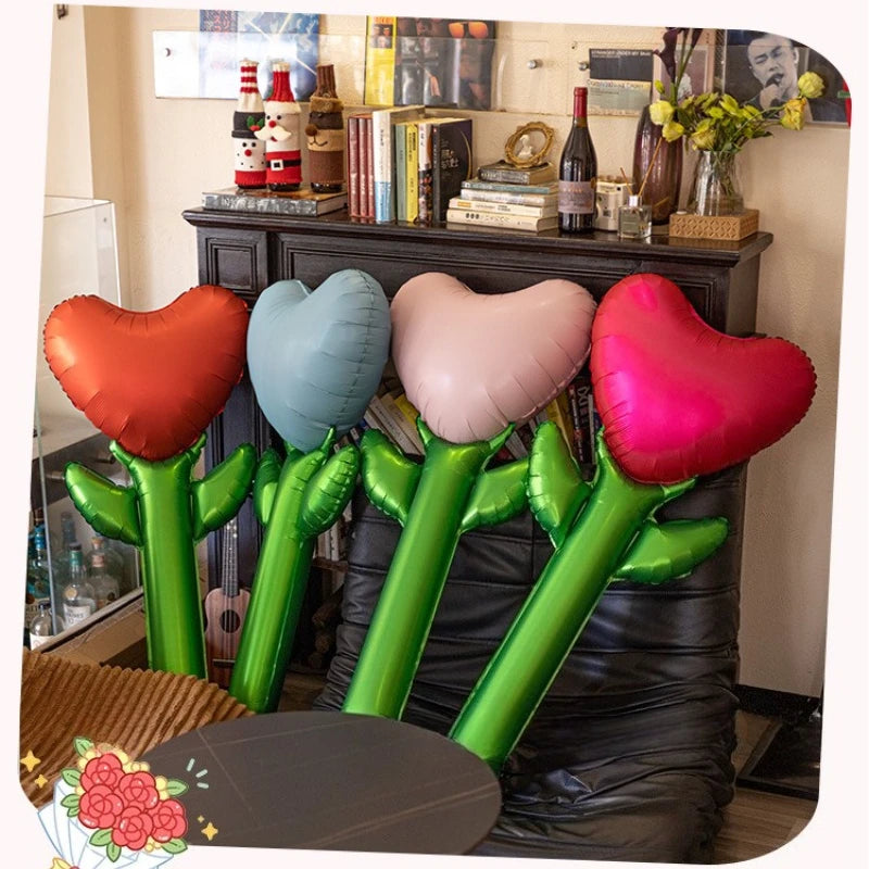 1/5pcs Love Heart Rose Shaped Bouquet Balloon Mother's Day Balloons Birthday Wedding Decors