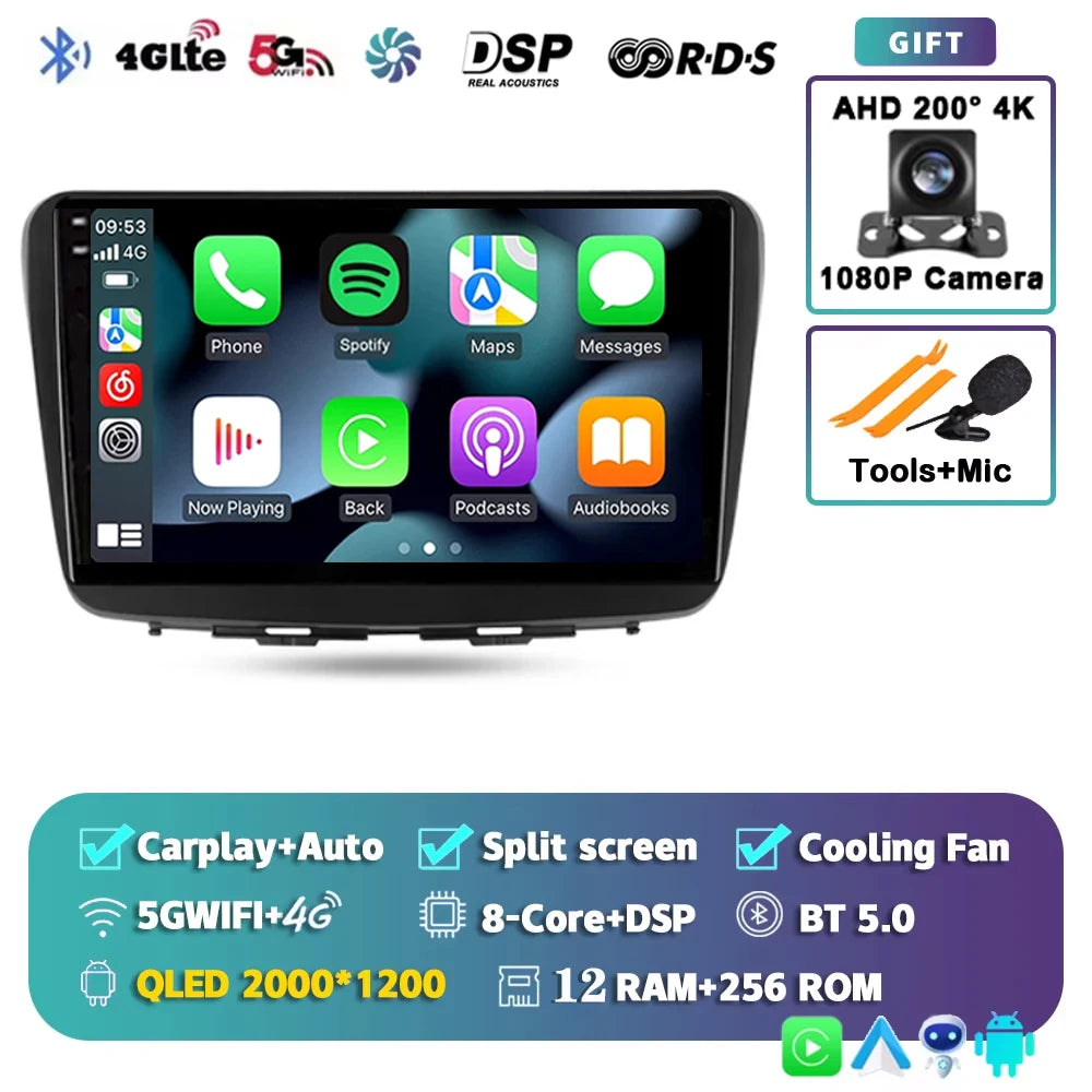 For Suzuki Baleno 2 2015 - 2022 2K 12+256 QLED Android 15 CarPlay Car Radio Multimedia Video Player GPS stereo Head Unit 4G WIFI