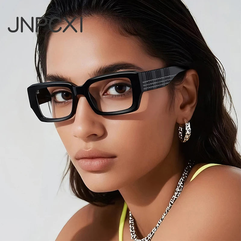 JNPCXI New Transparent Rectangle Anti Blue Light Reading Glasses Women Fashion Square Myopia Prescritption Computer Eyewear