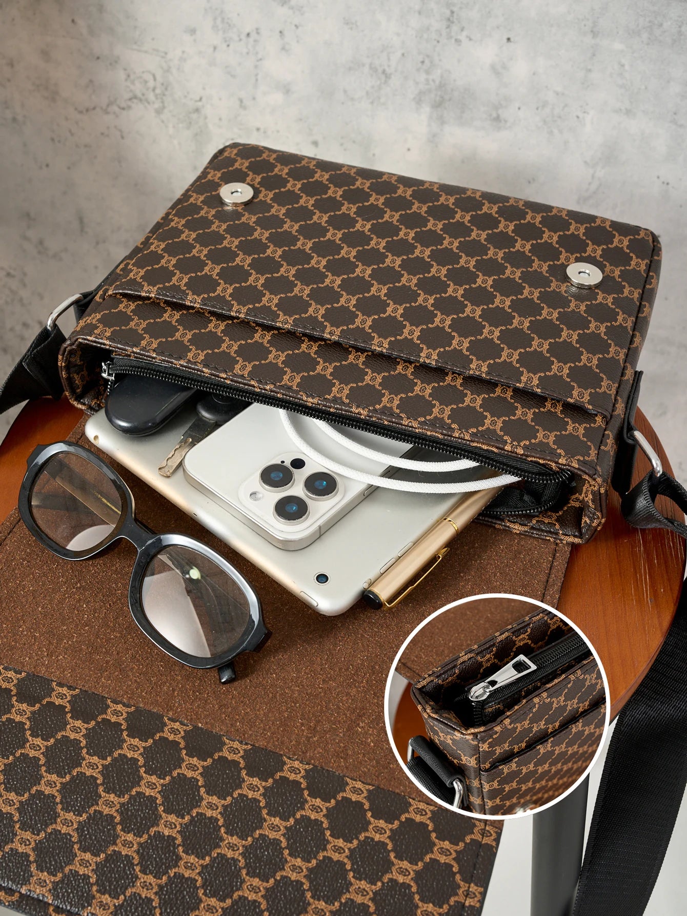 Simple Casual Flap Crossbody Bag Business Work Commuter Portable Shoulder Bag