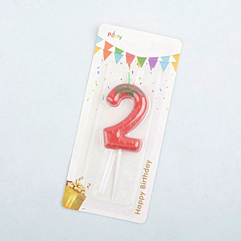 1pc Strawberry Birthday Cake Candle, 0-9 Number Perfect for Anniversary, Birthday & Party Decorations, Celebration Candle