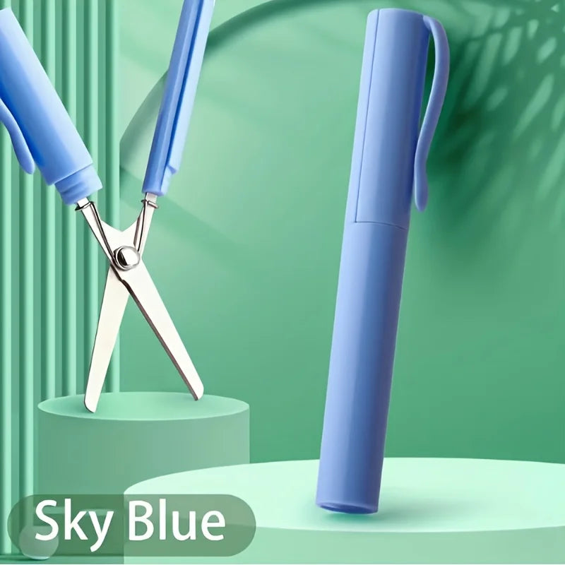 Creative Stationery Pen Scissors Mini Folding Student Art Scissors Pen Cap Student Paper Cuttings Scissors