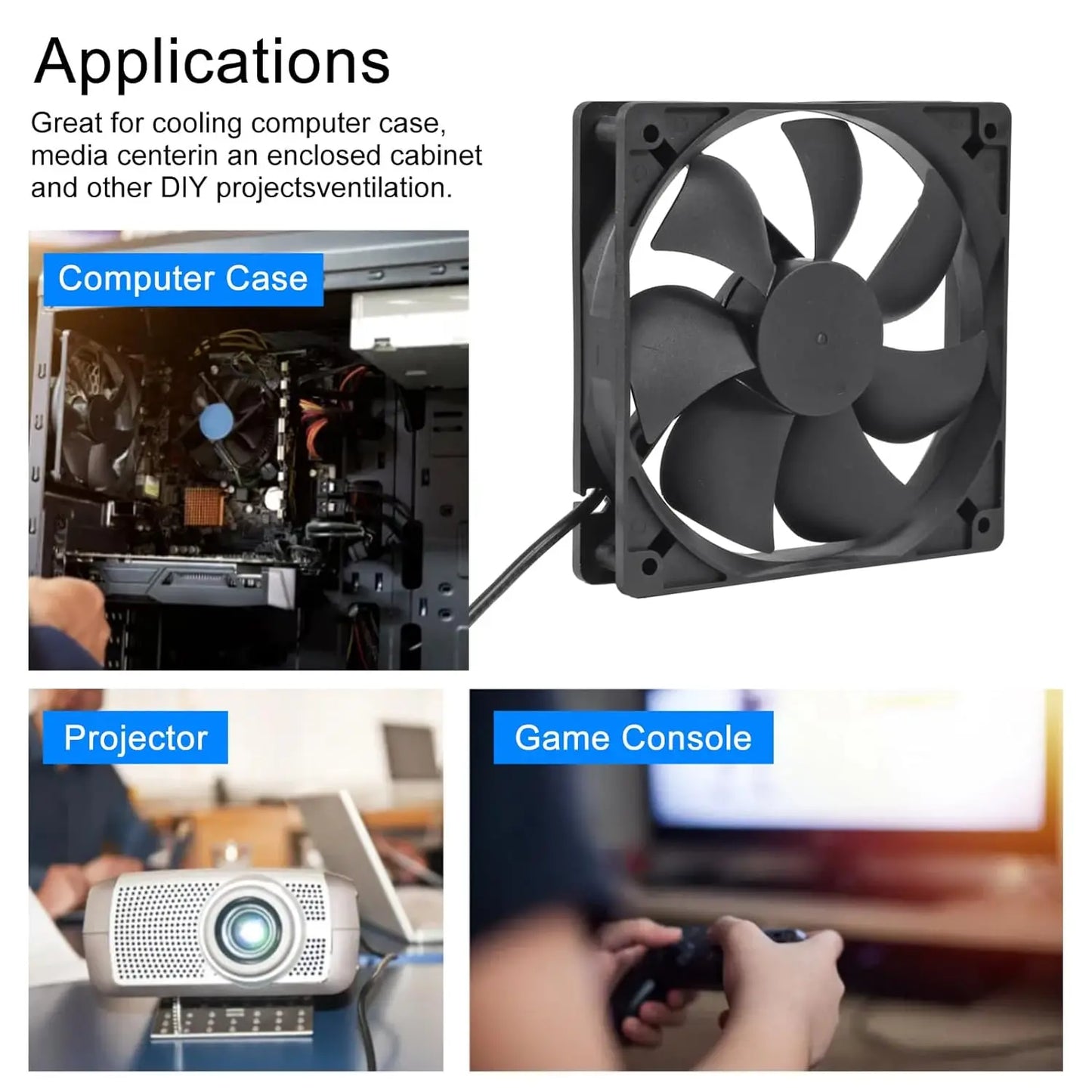 2PCS 12025 Fan 120x120x25mm DC 5V 120mm x 25mm USB Brushless Cooling PC Fan, Replacement Ball Bearing 120mm Fan for Cooling DIY