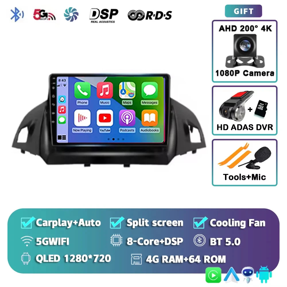 For Ford Kuga 2 Escape 3 2012 - 2019 Android 15 Car Radio Multimidia Video Player WIFI+4G 2din Navigation GPS Head Unit Stereo