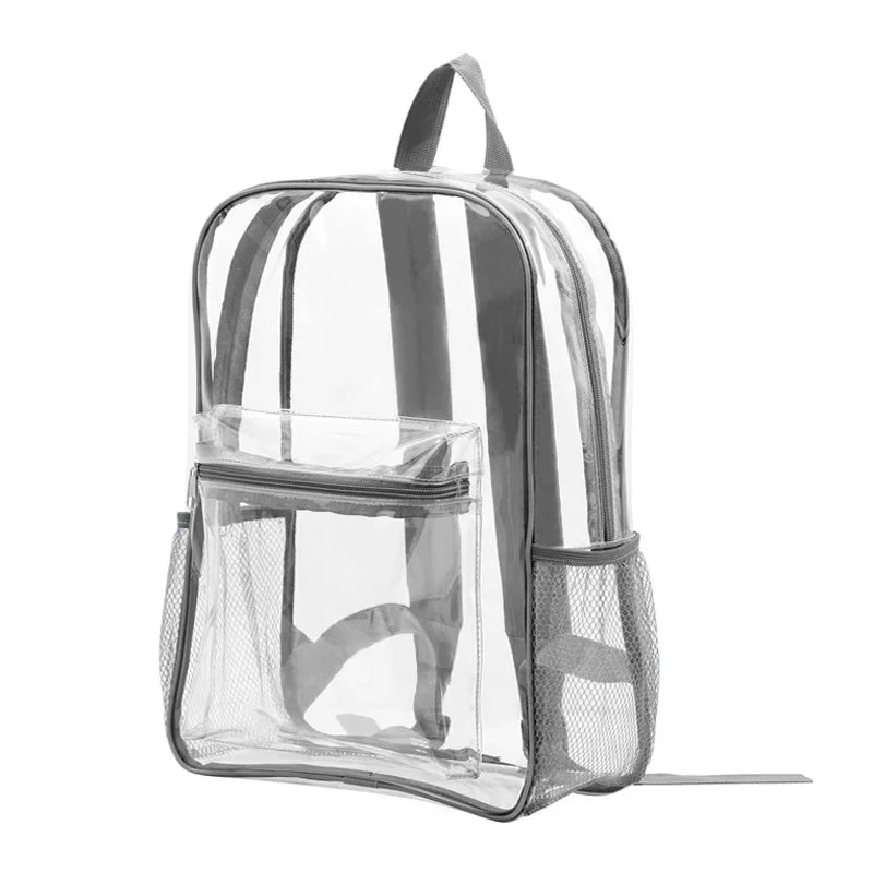 Large Capacity Transparent Backpack Casual Zipper Waterproof Clear Backpack School Bag Visible PVC Backpack Travel Bag for Women