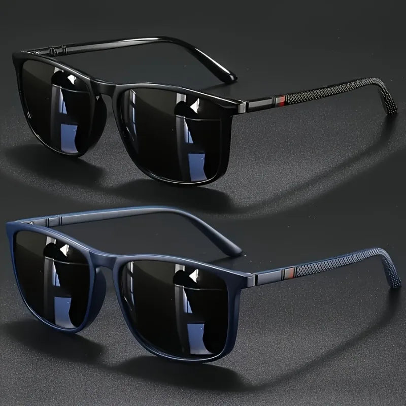 2-Pack Unisex Retro Square Frame Trendy Futuristic Glasses for Driving, Holidays, Cycling, Sports,Suitable for Gifting