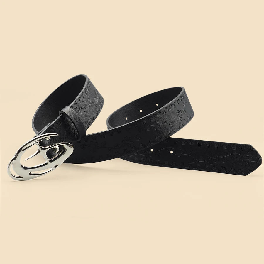 Pu Leather Jeans Belt Simple Fashion Casual Gothic Moon Star Buckle Belt Design Y2K Belt Vintage